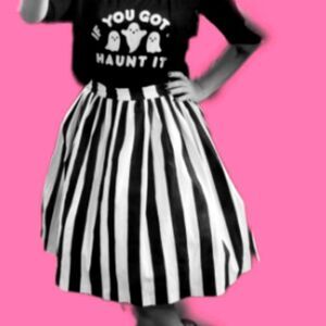 Small Pinup Girl Clothing Stripped Black & White Jenny Skirt beetlejuice Hallowe